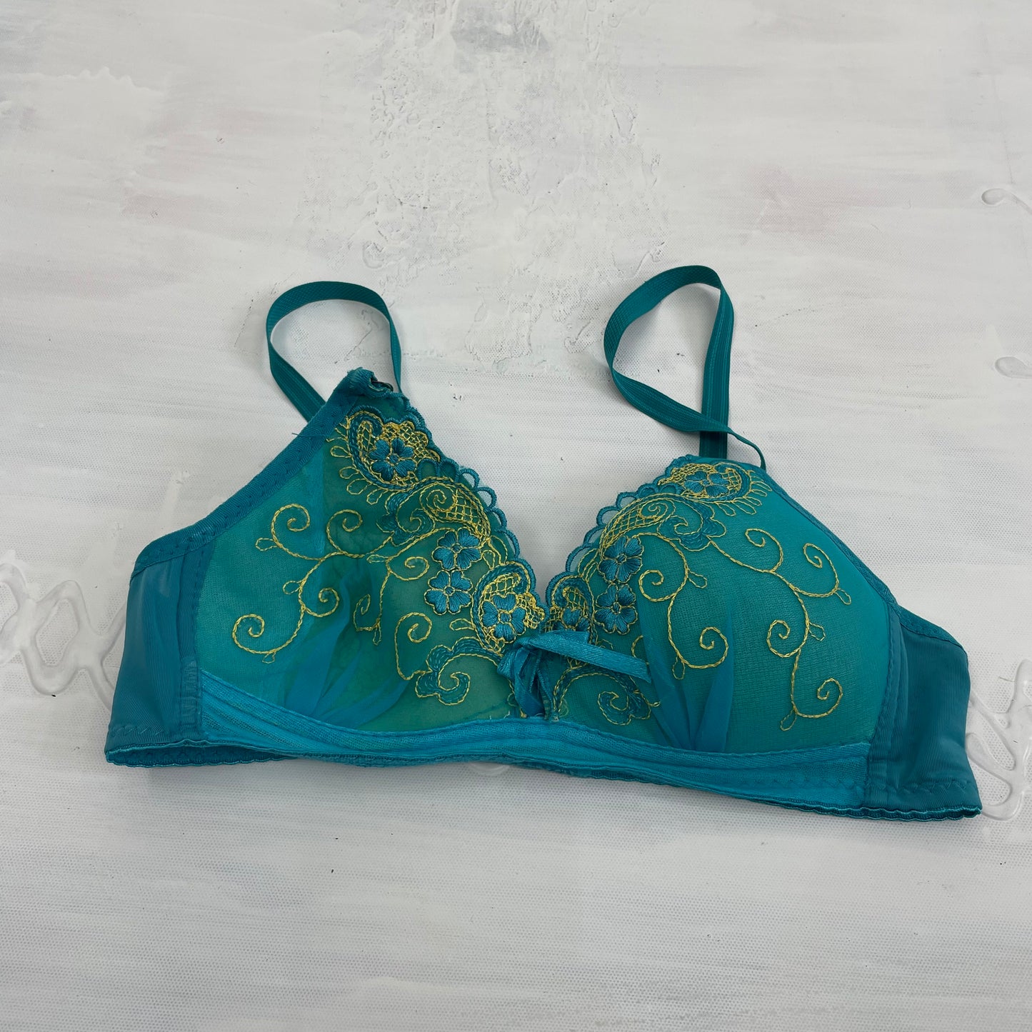 LIGHT ACADEMIA DROP | small blue embroidered bra