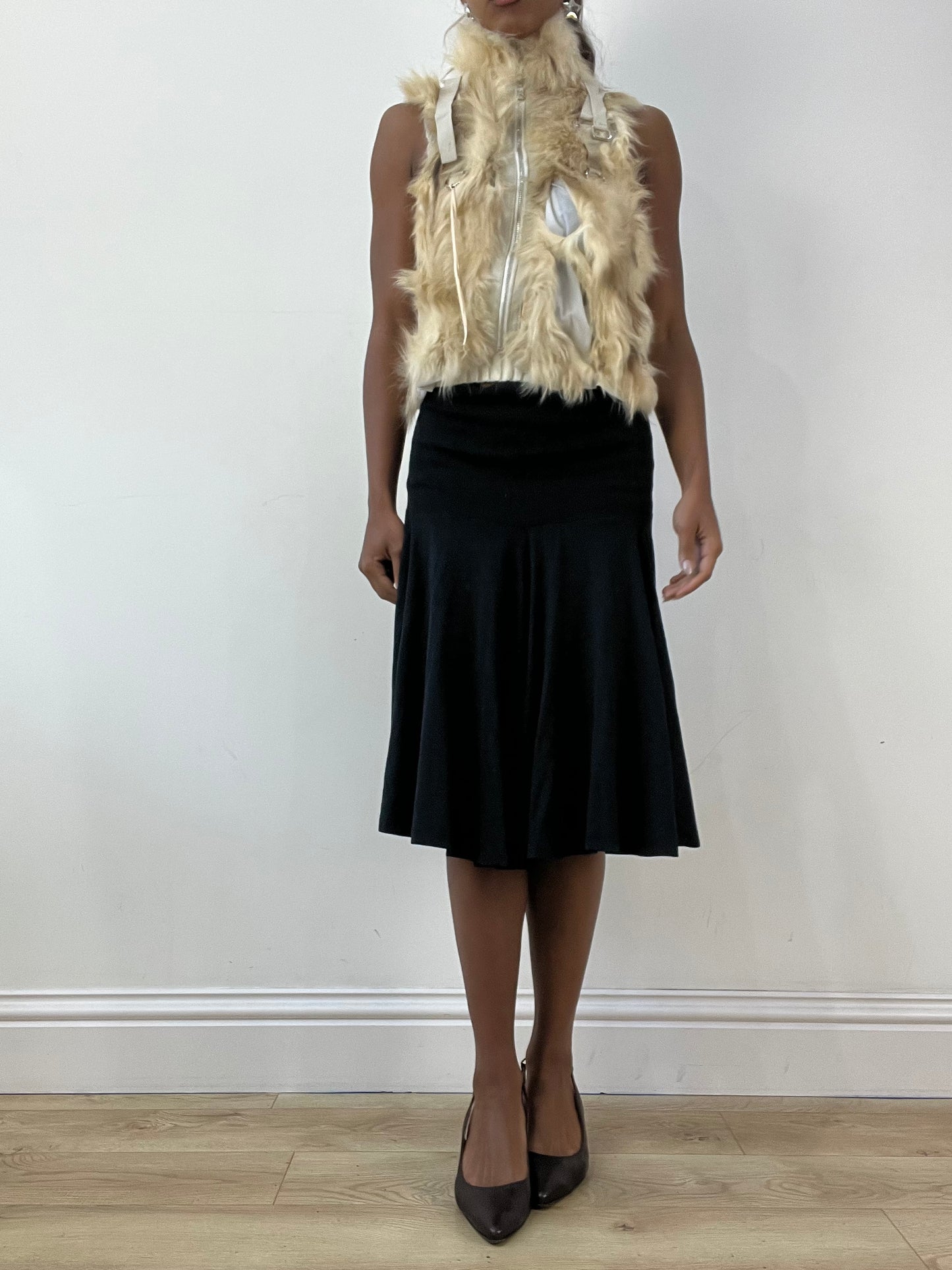 BEST PICKS | small beige fur gilet with distressed details