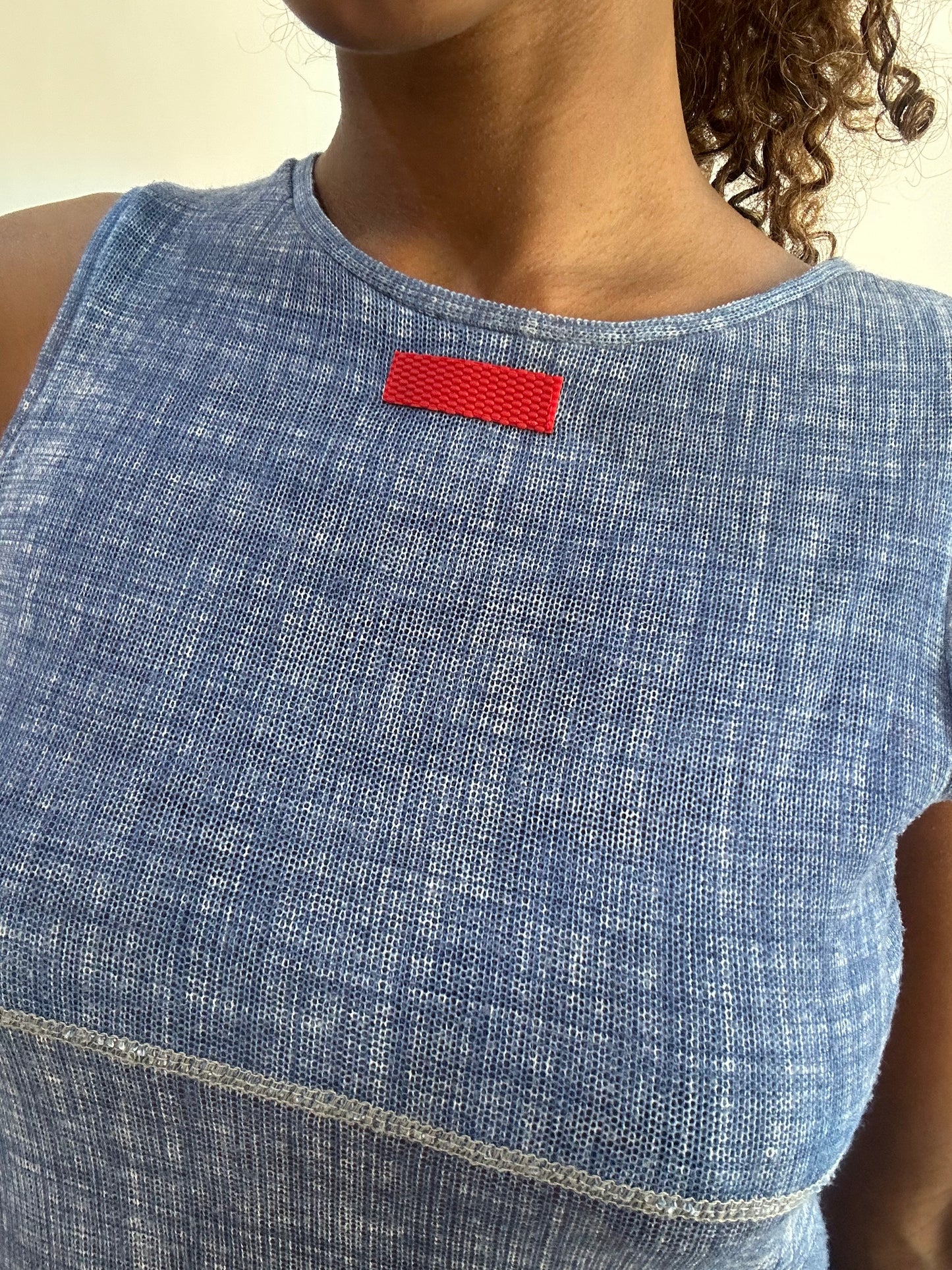 wag drop | small blue denim wash effect tank top