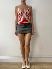 vintage edit thirty | Pequeno cam vermelho e branco com impressão de stripe