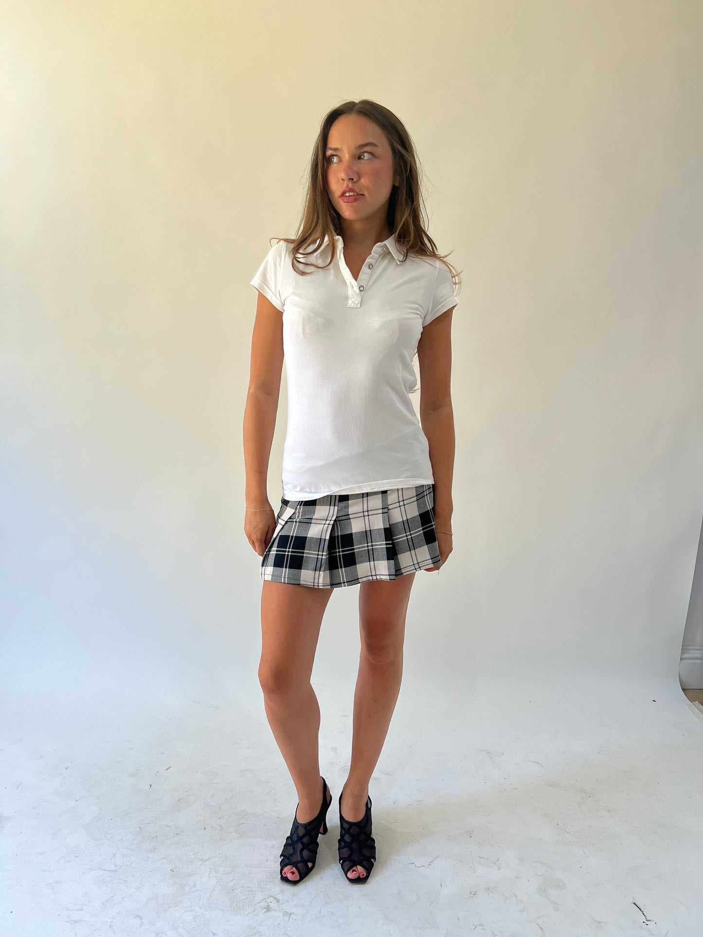 back to school drop | small/medium white collared top
