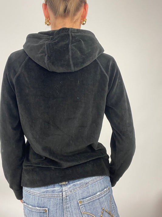 ADDISON RAE DROP | small black velour hoodie