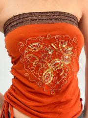 ‼️ | small orange sequin embroidery bandeau top