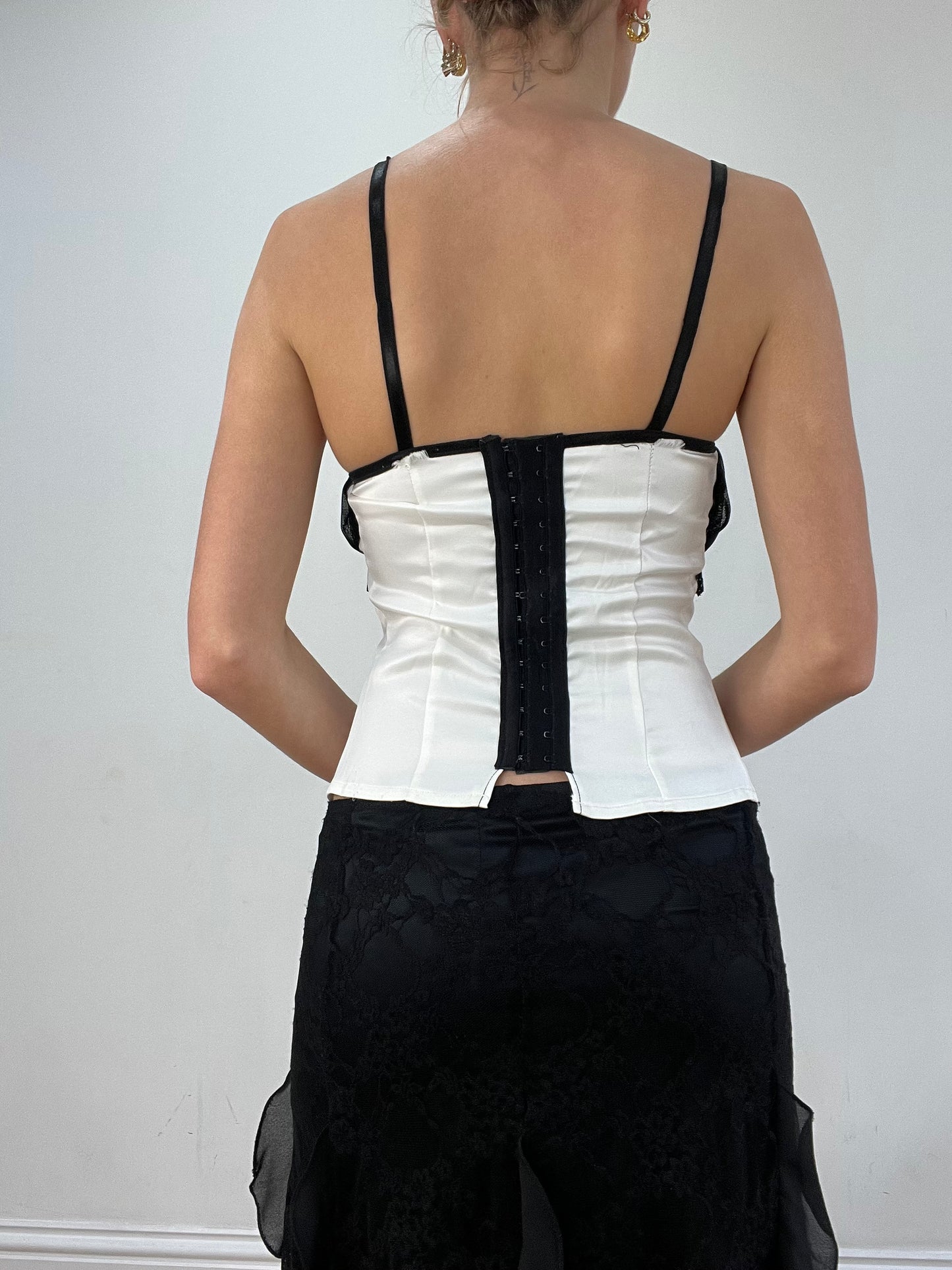 vintage edit seventeen | small white and black lace corset
