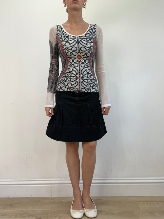 vintage edit twenty | small black corduroy midi skirt