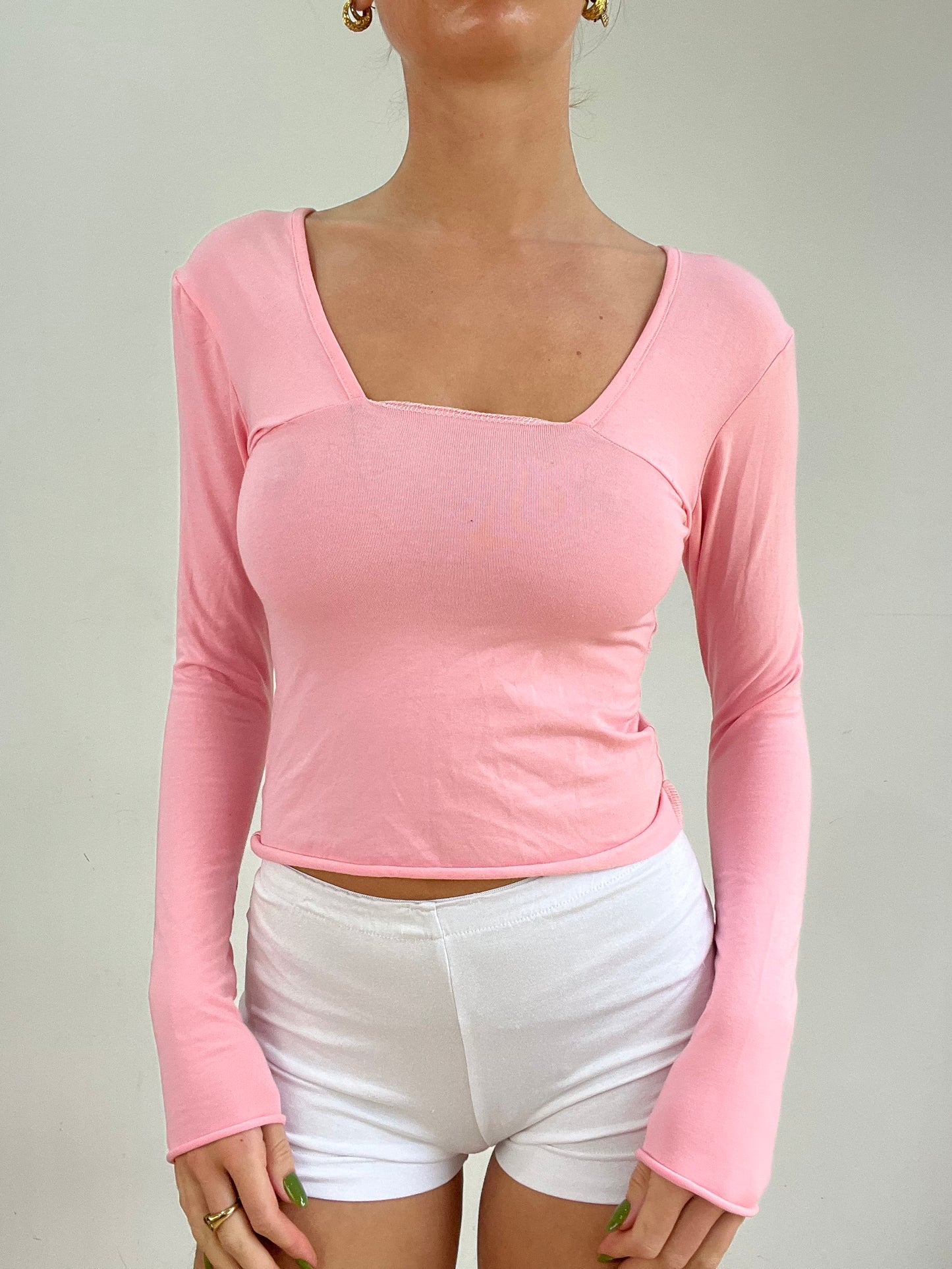 #331 SAMPLE SALE | small long sleeve pink fishnet top