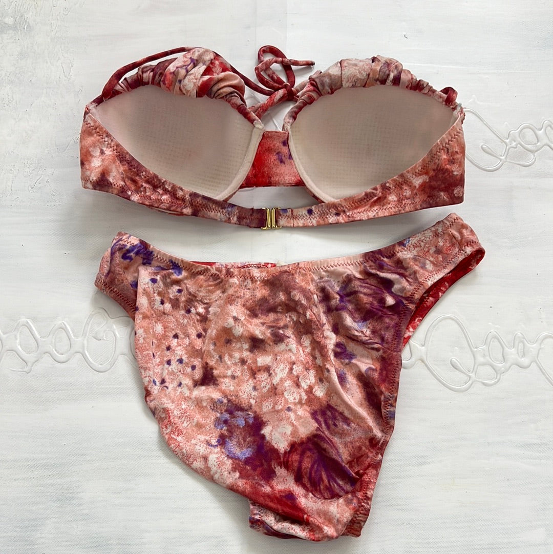 💻 COCONUT GIRL DROP | small pink and purple bikini with ruching detail