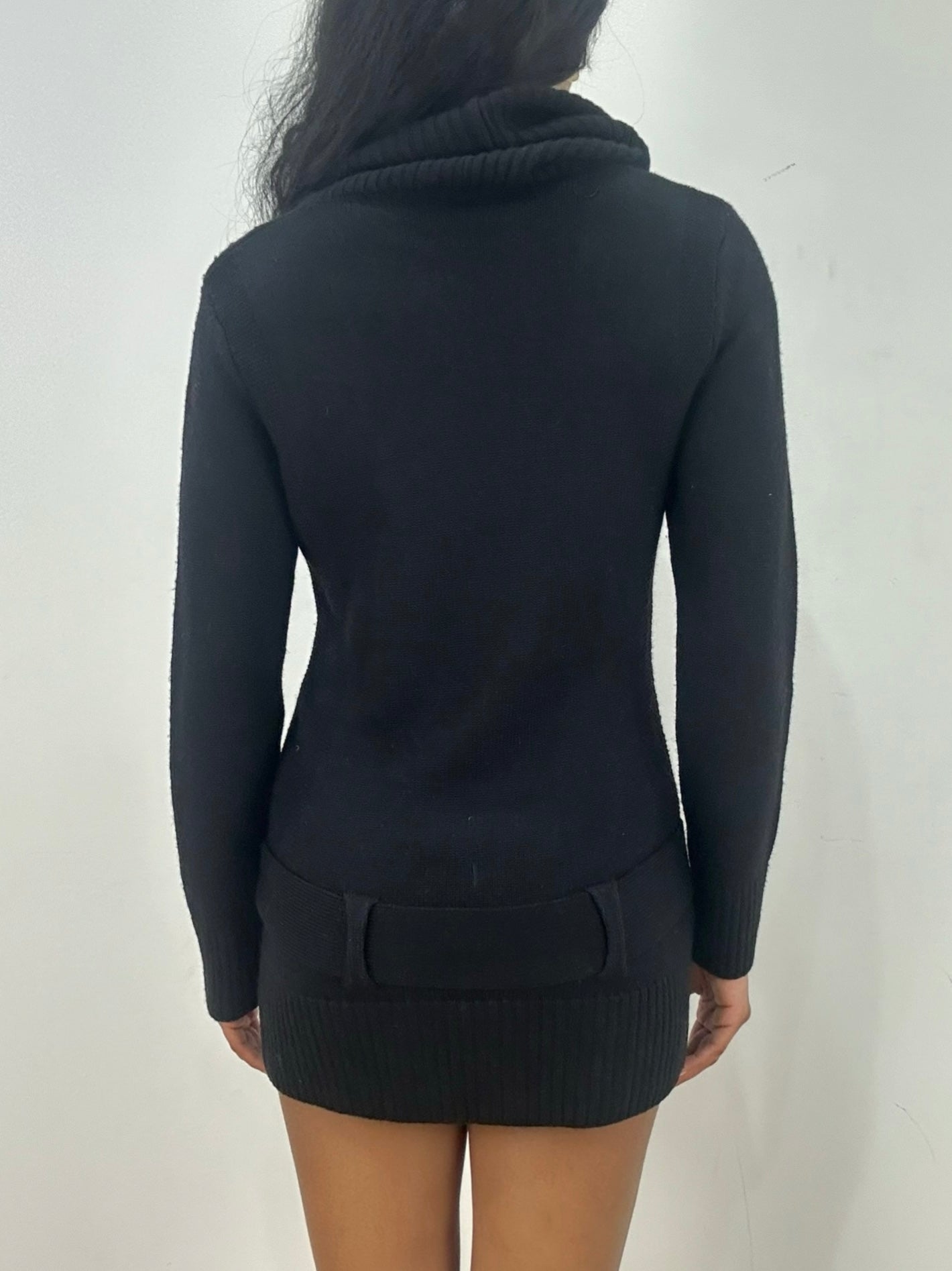 vintage edit fifteen | small black turtleneck dress with built in belt