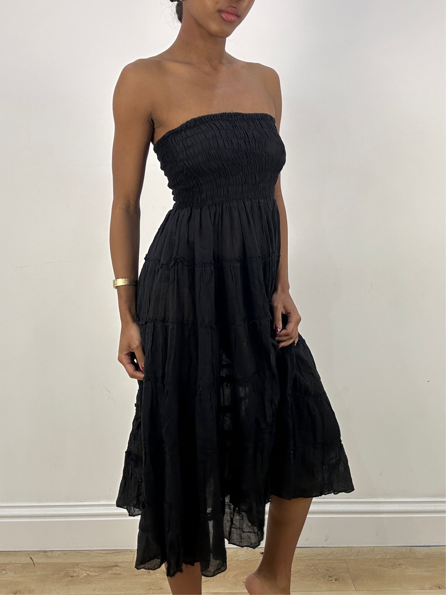💻HIPPY CHIC DROP | small black sleeveless sheer midi dress