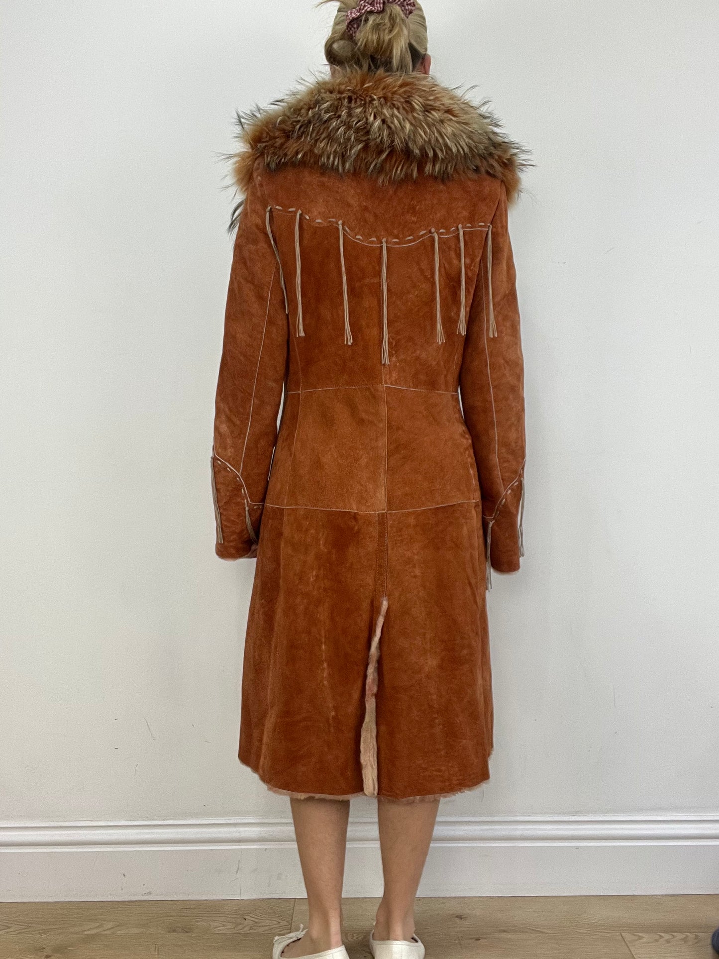 vintage edit: seasonal faves | medium orange real suede long coat
