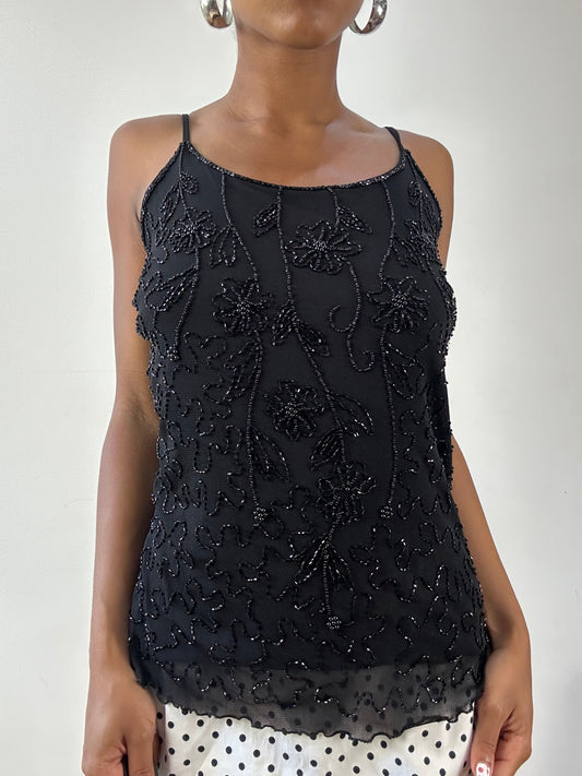 vintage edit twenty-seven | medium black beaded cami top
