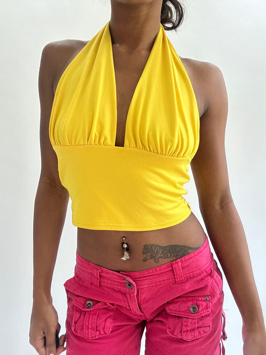 💚zara larsson drop | small yellow halterneck top