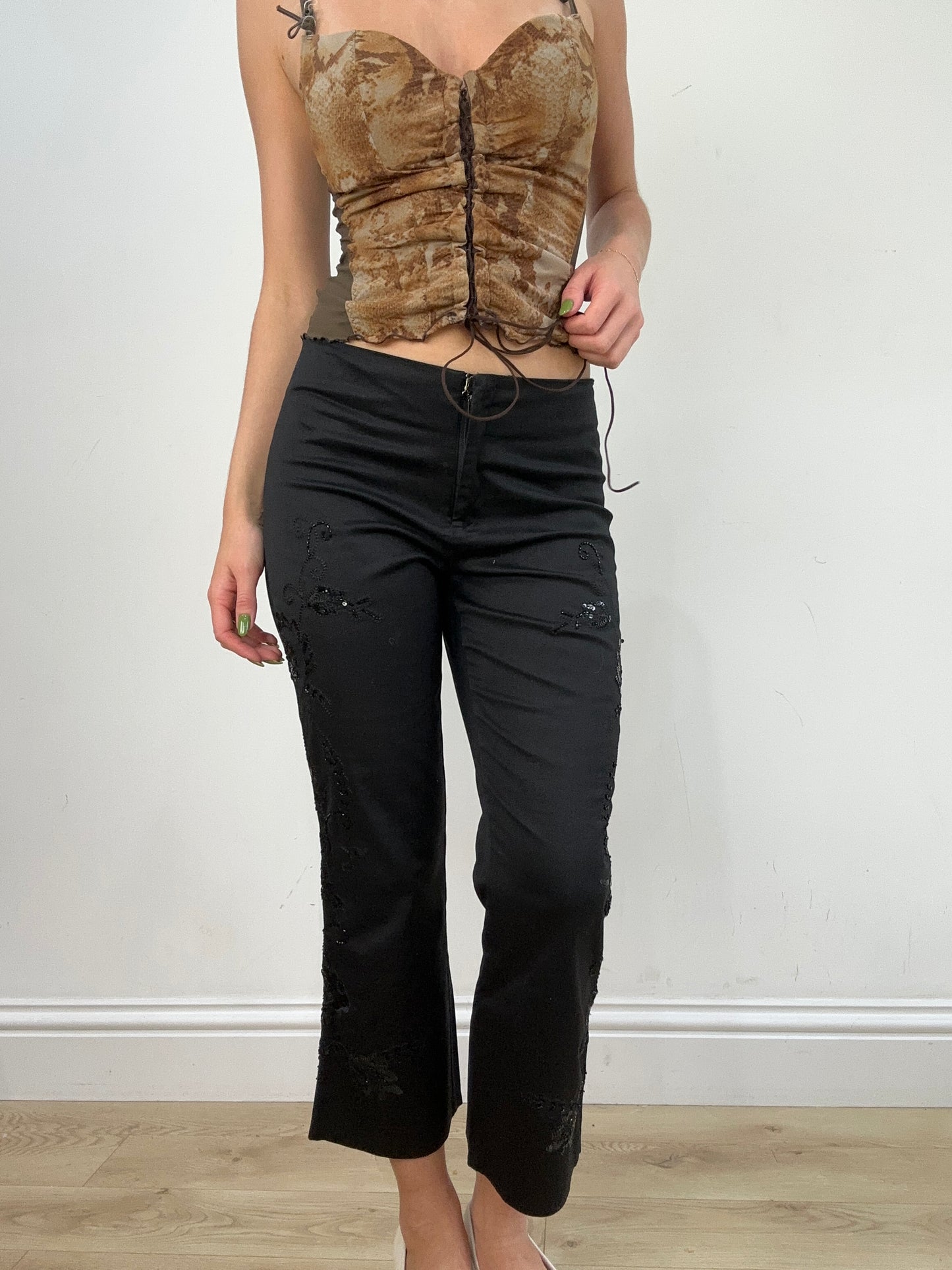 vintage edit seventeen | small black sequin capri style trousers