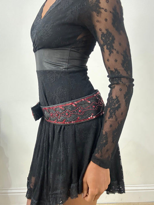 vintage edit: halloween | black and red sequin belt