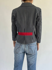 autumn picks |small navy suit style jacket with pinstripe print