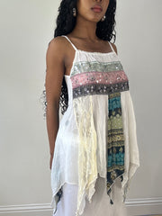 💻 vintage edit twenty-three | small white asymmetric cami top with sequin detail