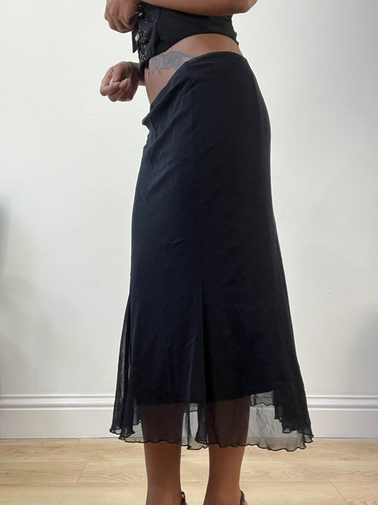 AUTUMN EDIT | small black mesh overlay midi skirt