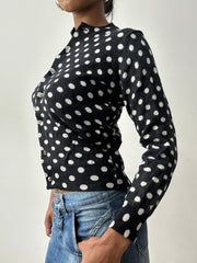 midsummer edit | Größe: XS · Farbe: Schwarz + Weiß · Artikel: Cardigan · Details: Punkte + comme des garçons