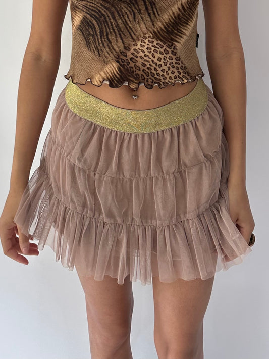 festival drop | extra small tan brown tulle tutu mini skirt