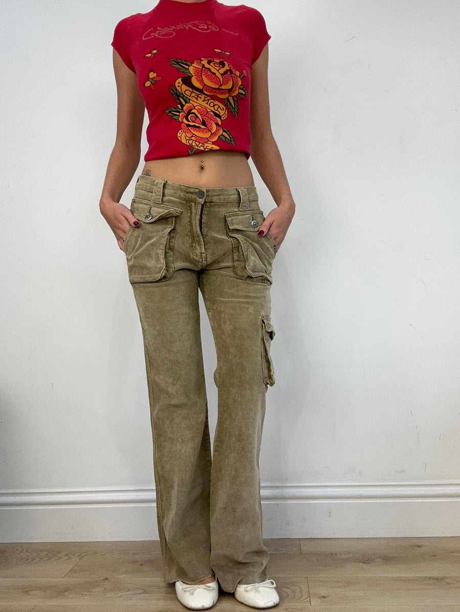 vintage edit fourteen | taille: S · couleur: beige · matière: velours côtelé · article: pantalon