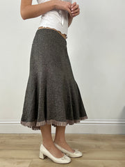 countryside | medium brown asymmetric maxi skirt