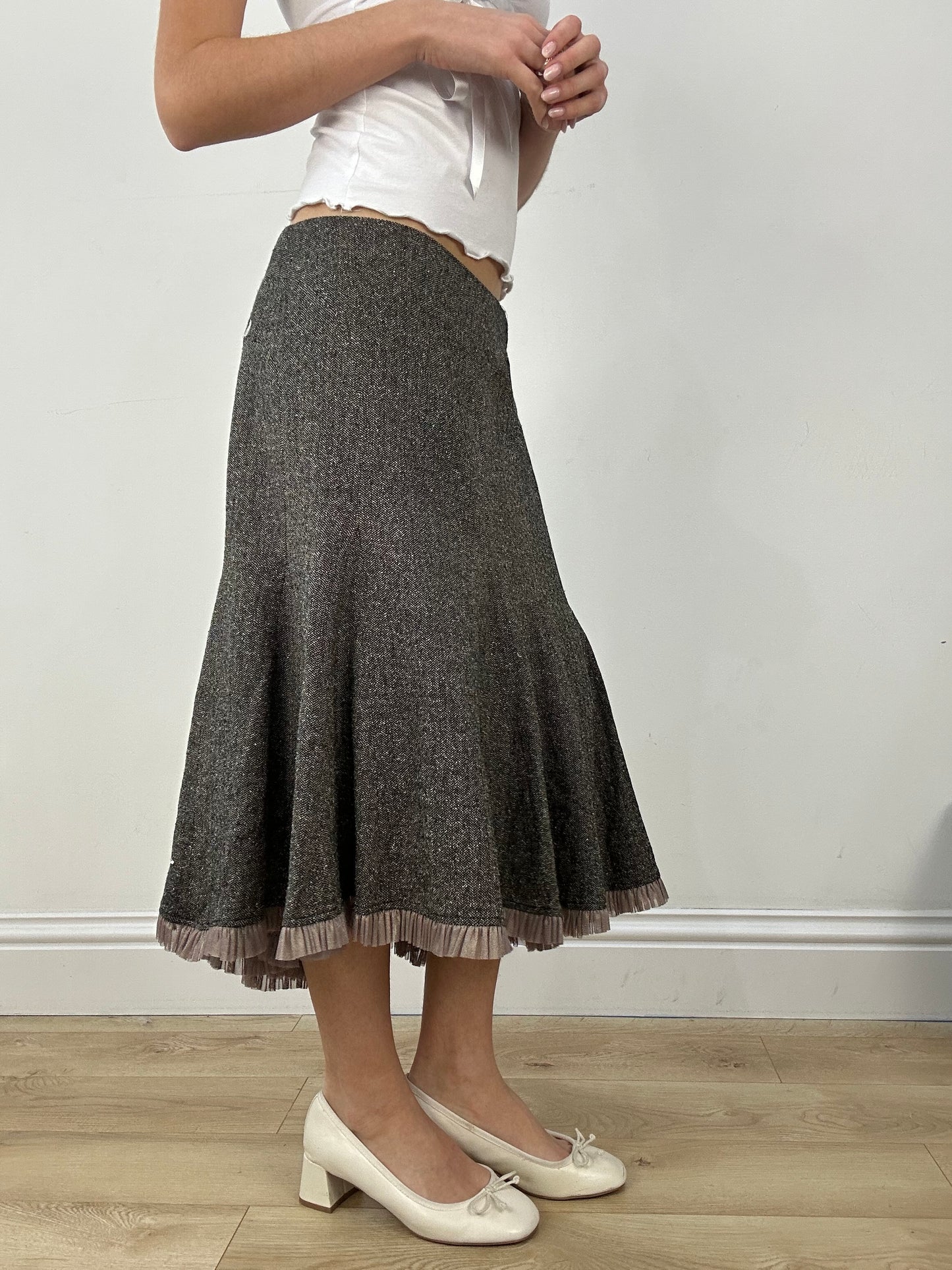 countryside | medium brown asymmetric maxi skirt
