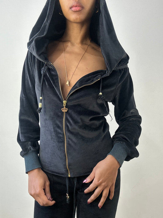 winter edit | small black velour hoodie