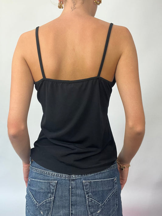 BRAT GIRL SUMMER DROP | small black cami with grey floral print