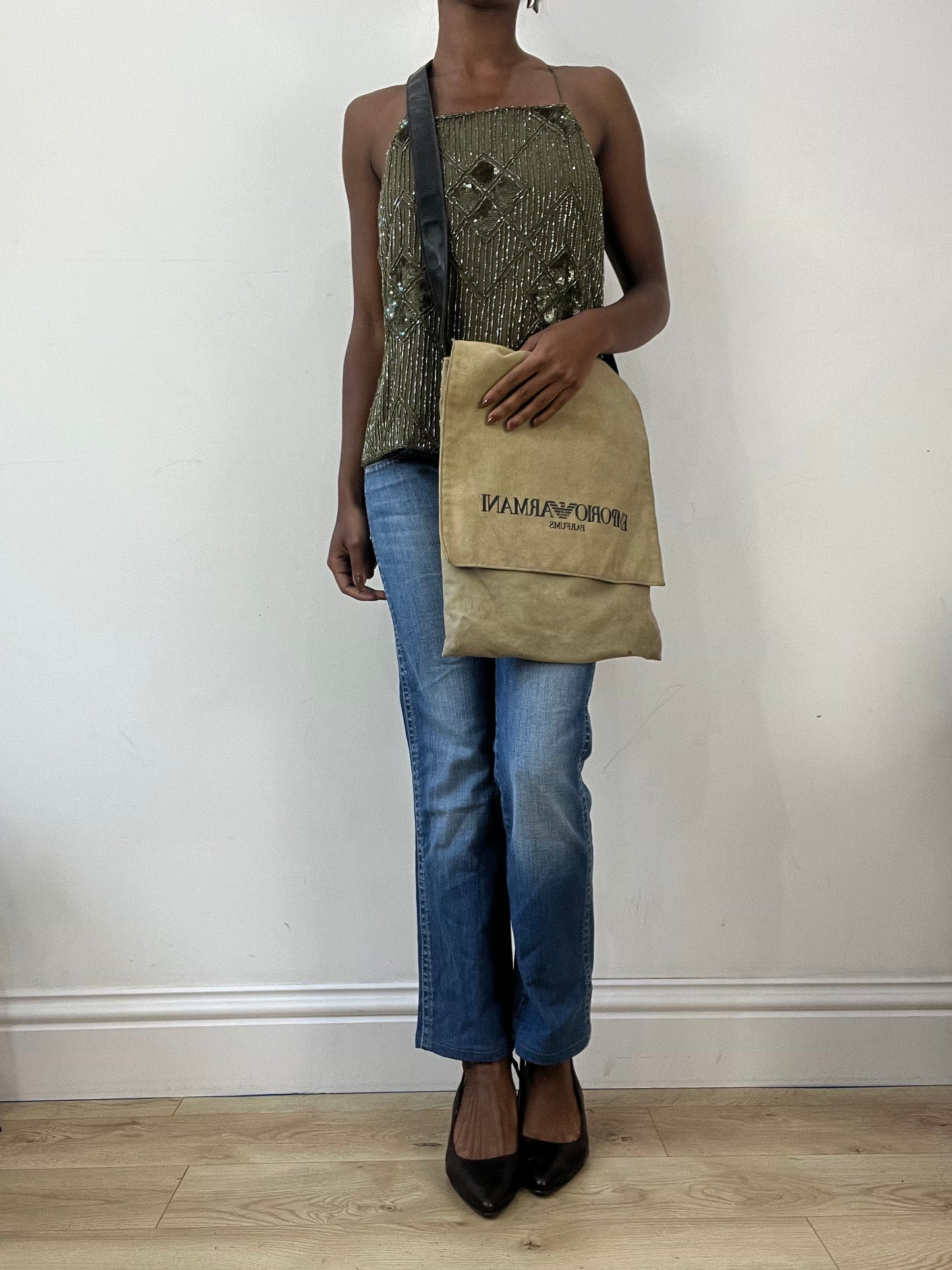 BEST PICKS | tan emporio armani woven cross body bag with logo detail