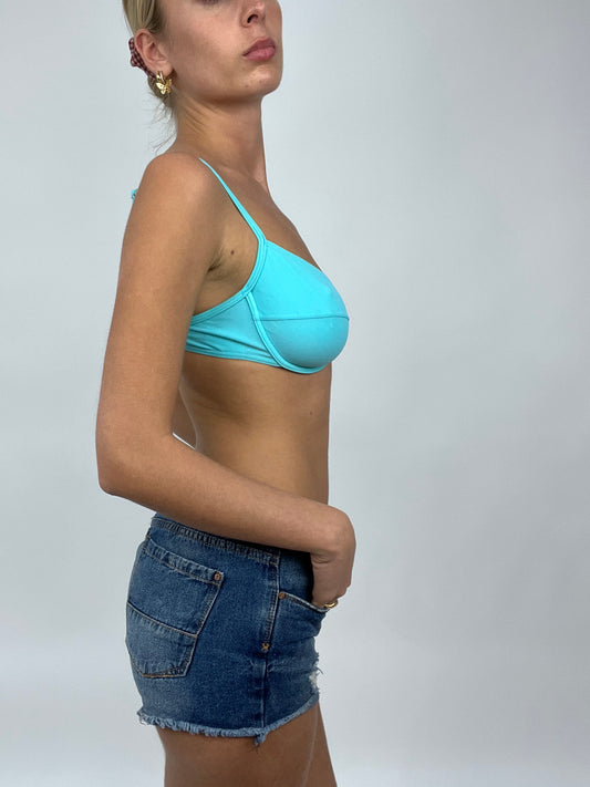 COCONUT GIRL DROP | medium blue bikini top with adjustable straps