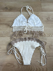 vintage edit seventeen | medium white and brown crochet set