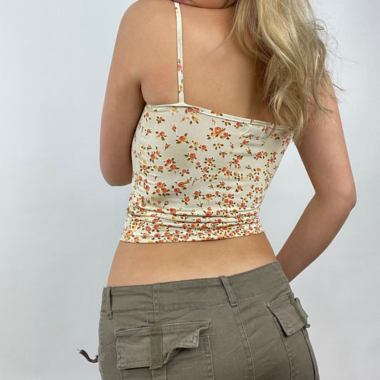 COTTAGECORE DROP | small cream cropped cami top with floral pattern