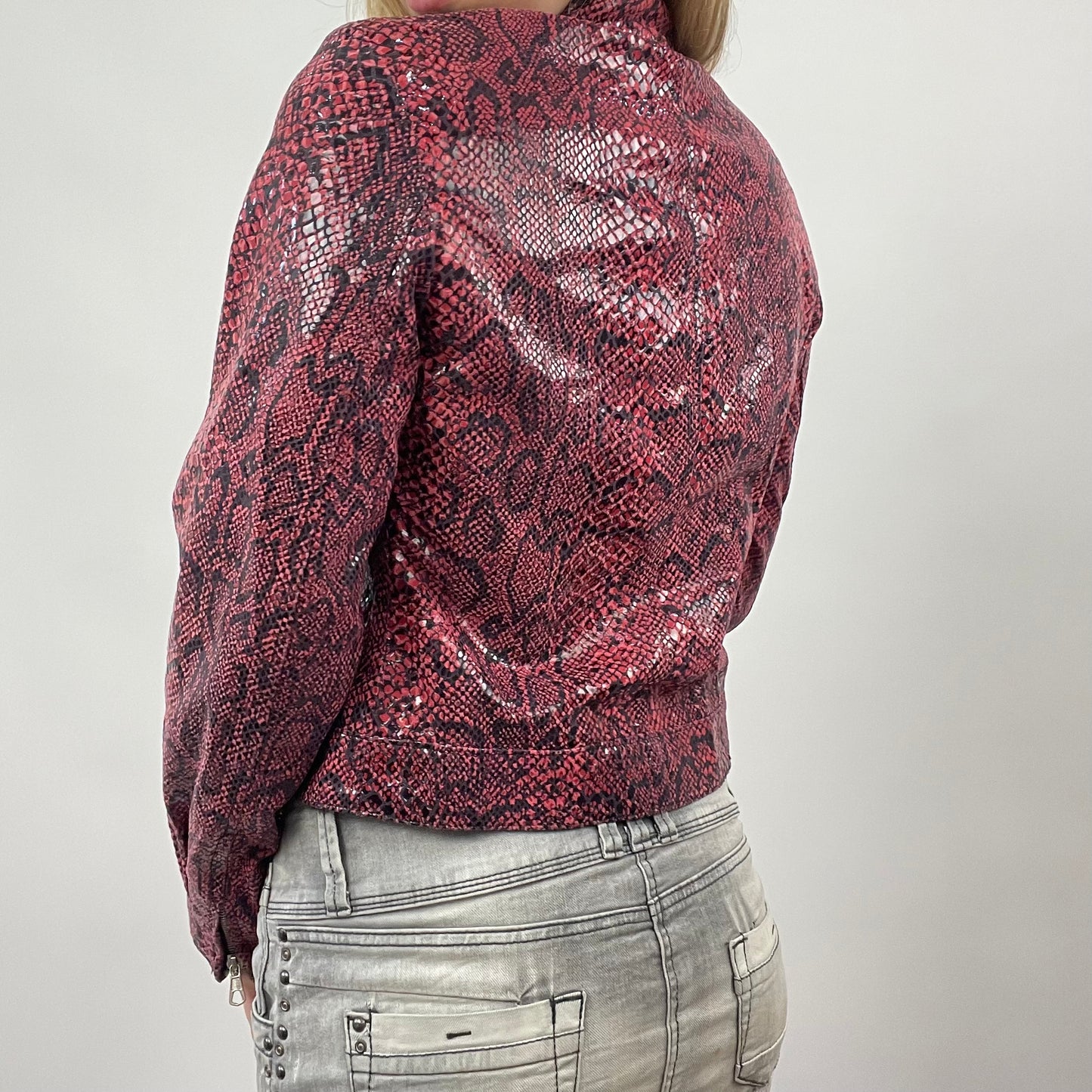 GALENTINES DAY DROP | small red snakeskin dual zip jacket