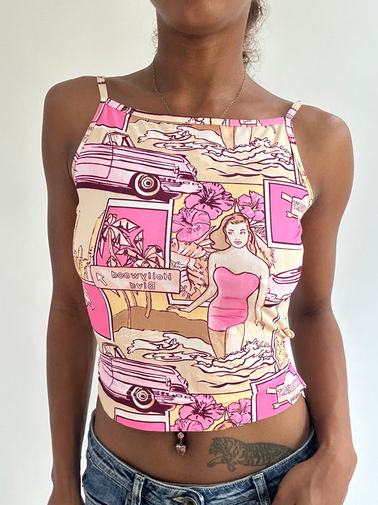 BEST PICKS | small pink graphic cropped cami top