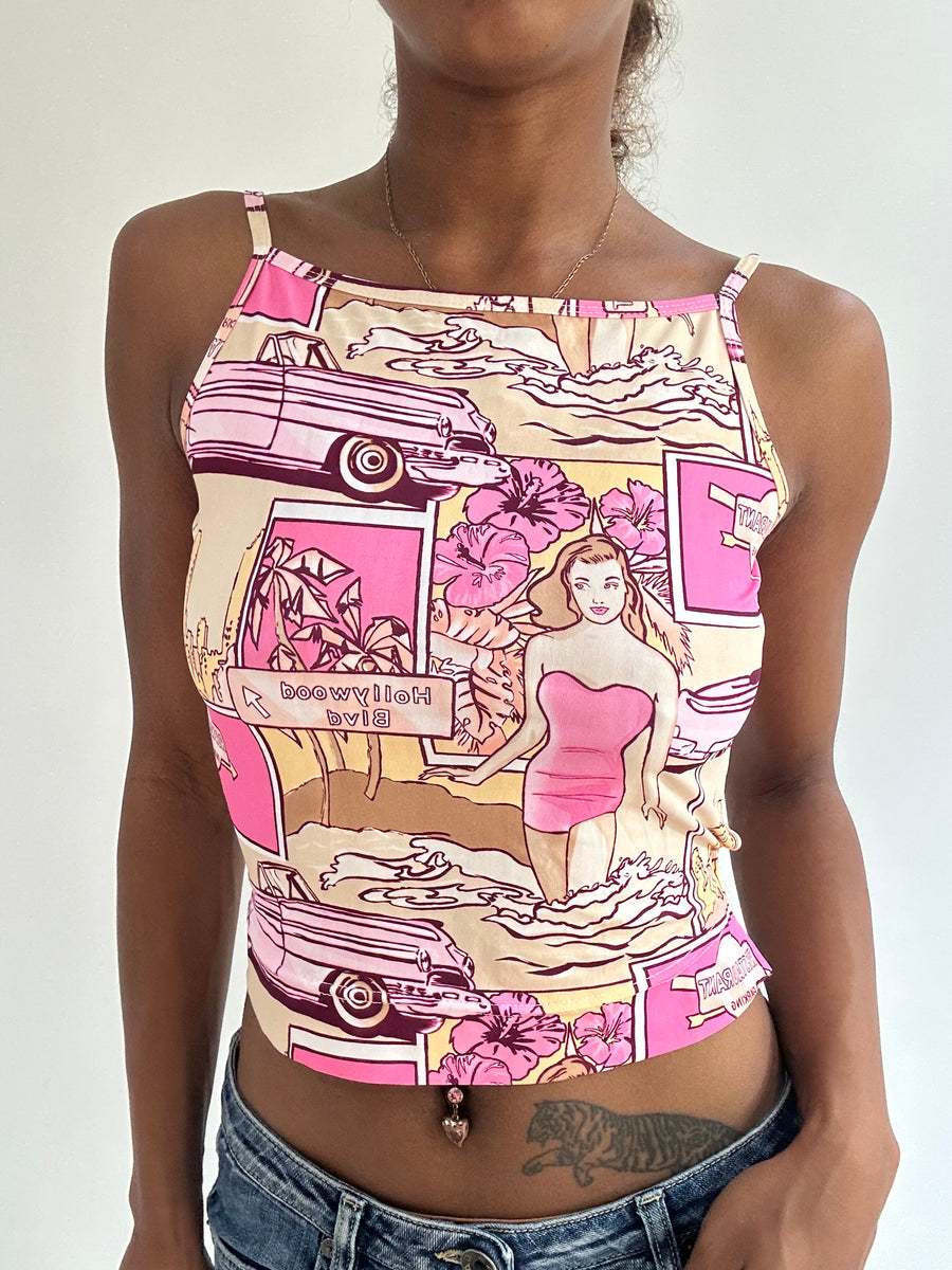 BEST PICKS | small pink graphic cropped cami top