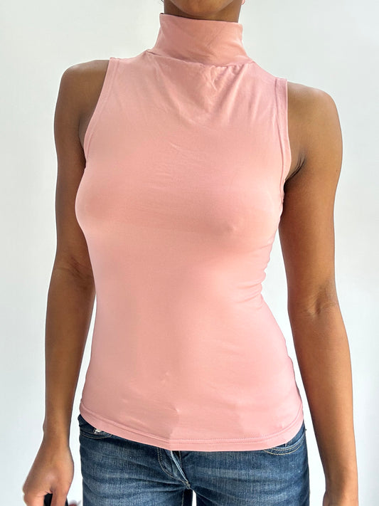 BEST PICKS | extra small pink sleeveless turtleneck top