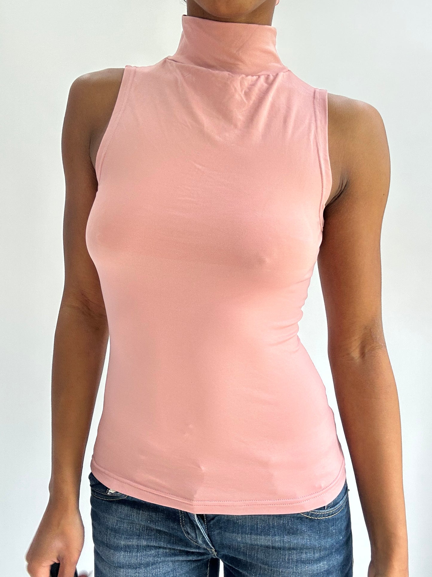 BEST PICKS | extra small pink sleeveless turtleneck top