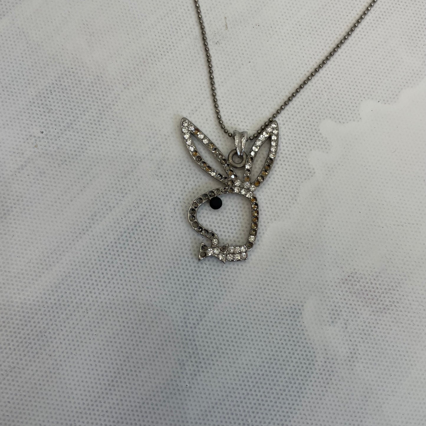 💻AMELIA GRAY DROP | silver diamanté playboy pendant necklace
