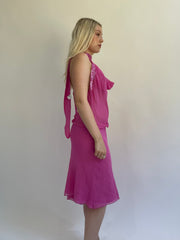 Y2K| medium pink backless midi dress