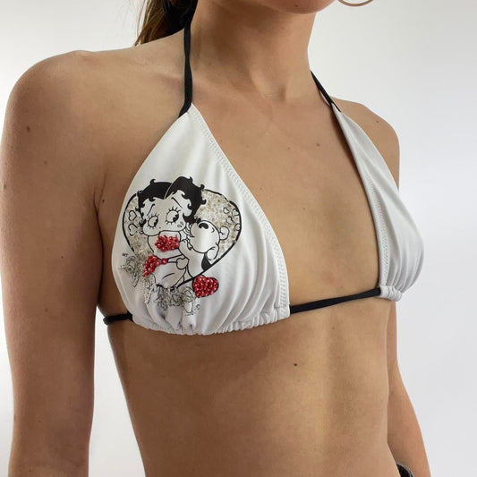 vintage edit: festival | small white and black betty boop bikini top