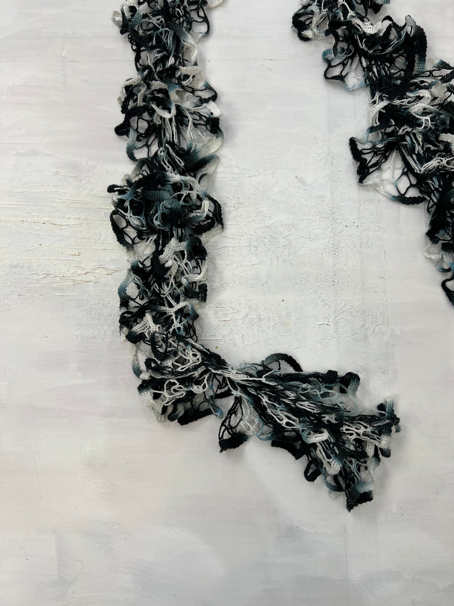 vintage edit ten | black and white ruffle scarf