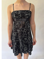 Devil trägt prada | kleines schwarzes Blumenmuster Minikleid