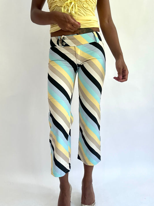 ‼️colourmaxxing drop | extra small blue striped cropped trousers