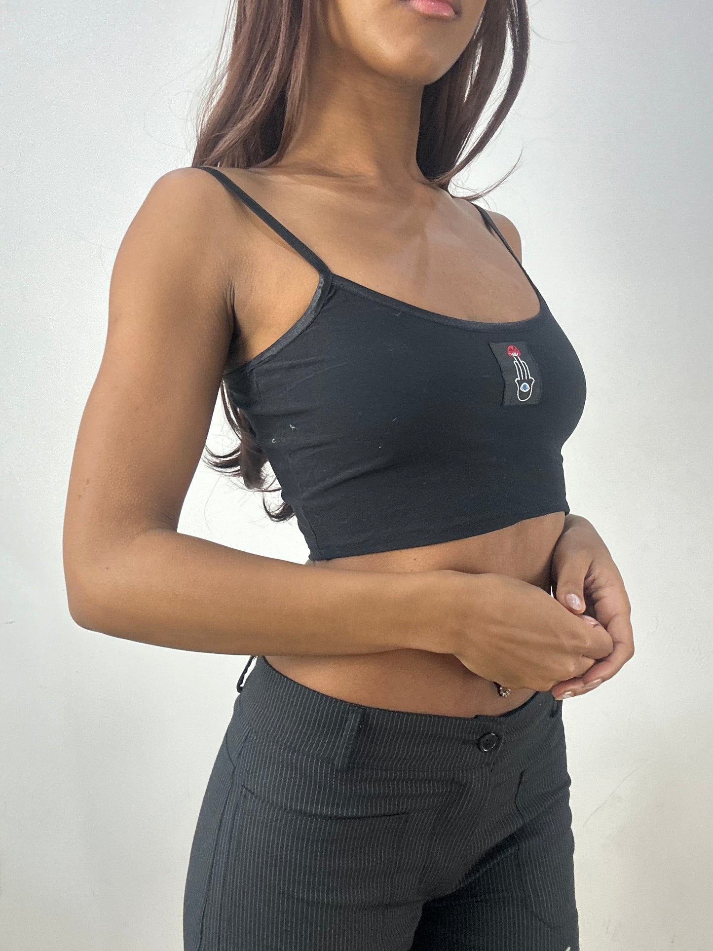💻‼️ black hamsa hand cropped top