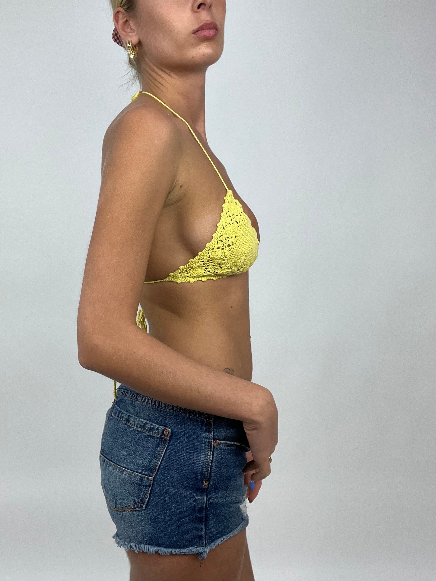 COCONUT GIRL DROP | small yellow crochet bikini top