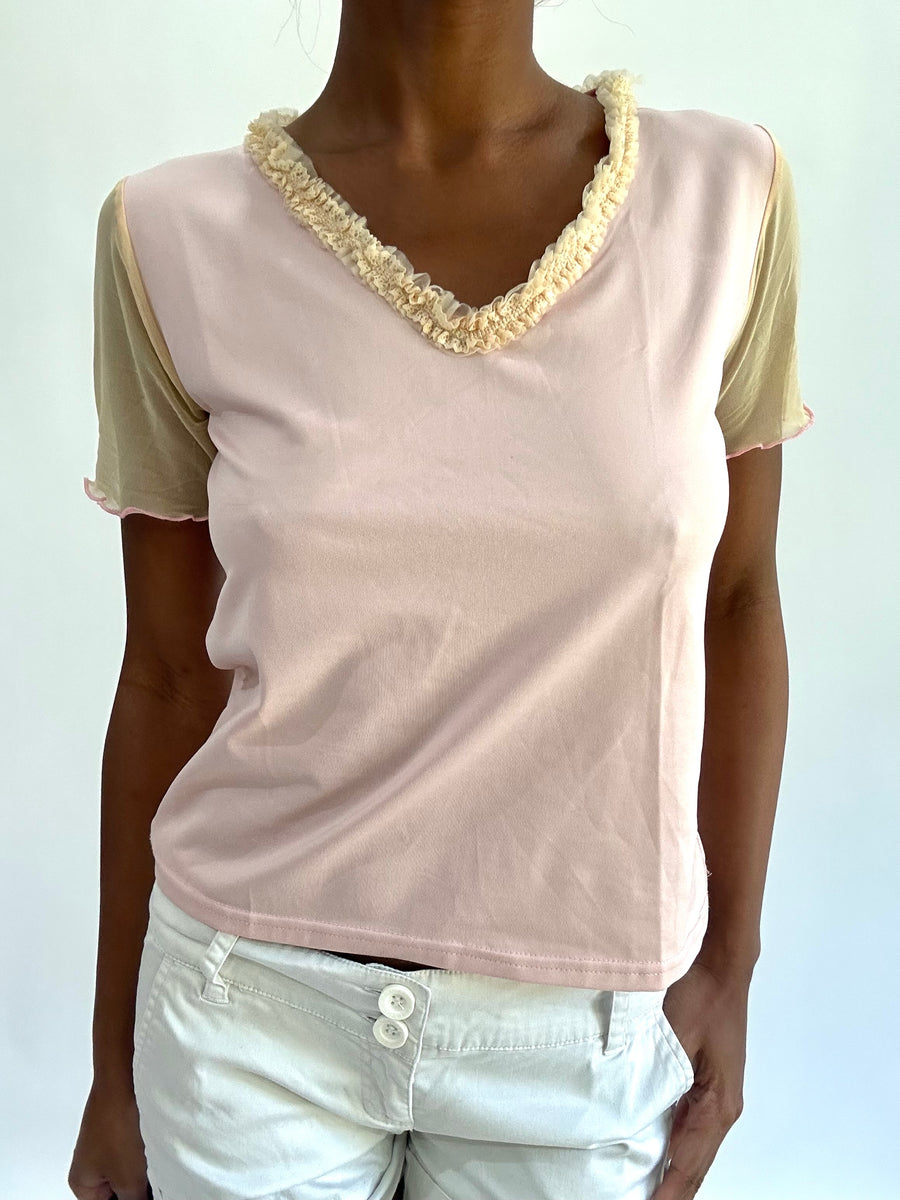 french summer drop | taille: M/L · couleur: rose · article: haut · détails: col V