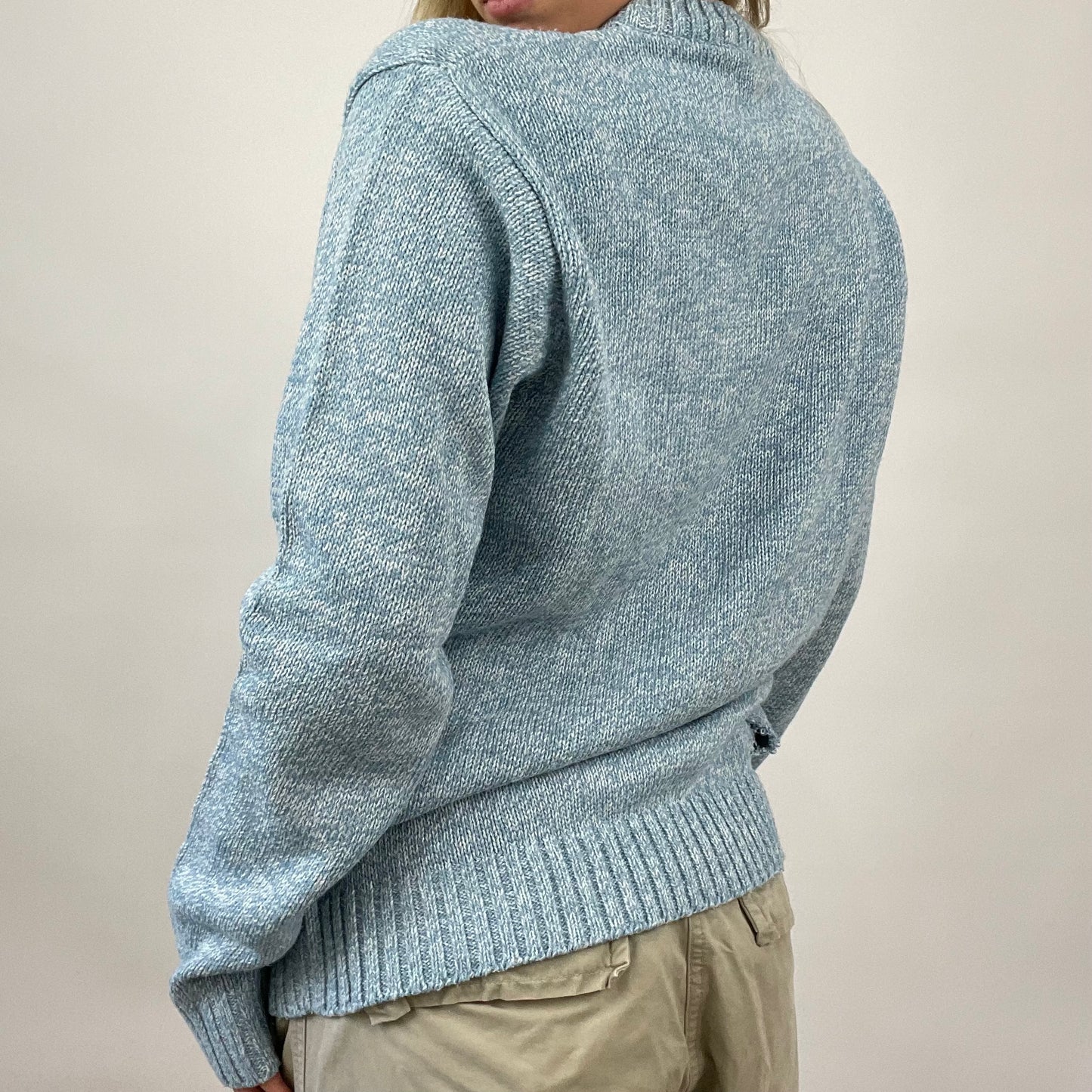 CHALET GIRL DROP | small blue round neck knit jumper