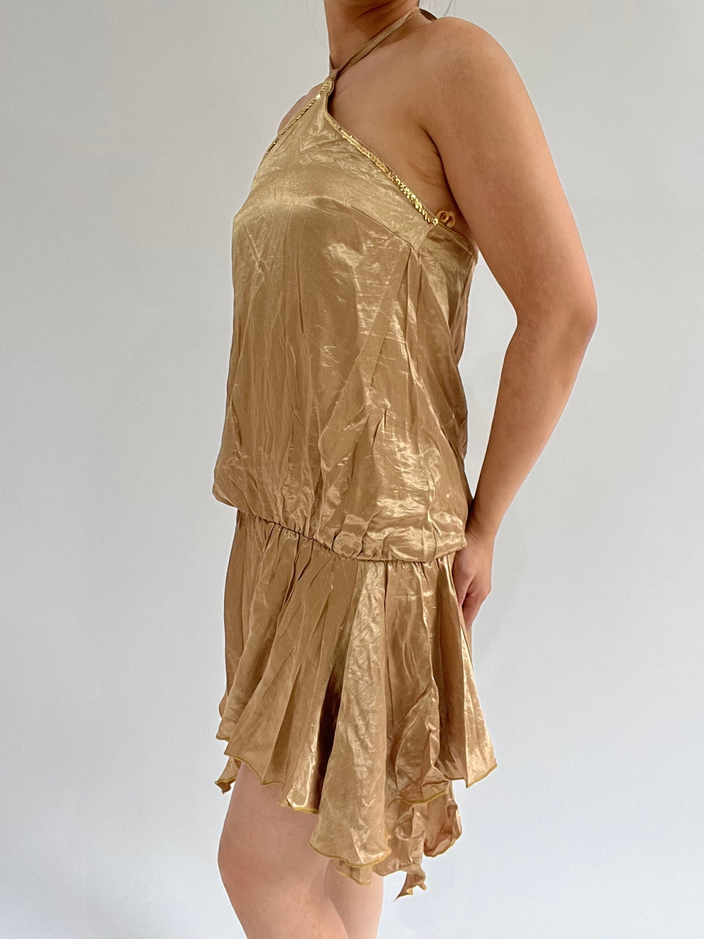 ‼️ medium golden sequin detail dress