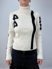 vintage edit twelve | small black and white ribbed roll neck jumper