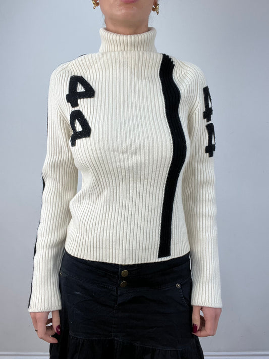 vintage edit twelve | small black and white ribbed roll neck jumper